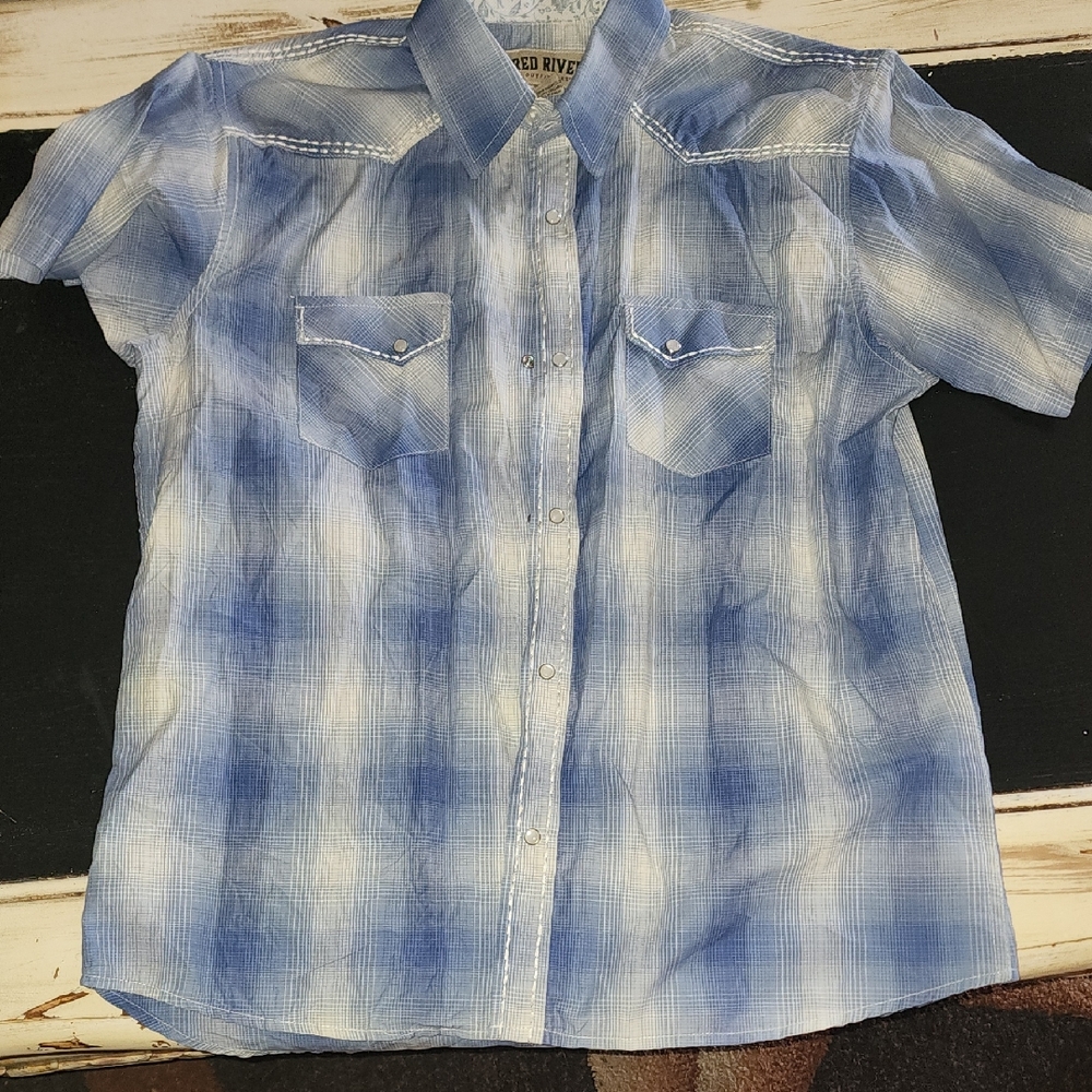 Blue Plaid Button Down Shirt